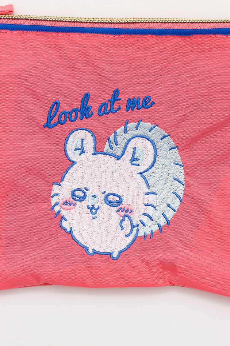 ちいかわ 刺繍ポーチ モモンガみてみて！ ピンク