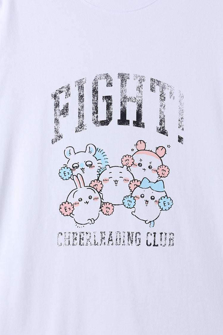 ちいかわ ワンピTシャツ カレッジ風 FIGHT ホワイト