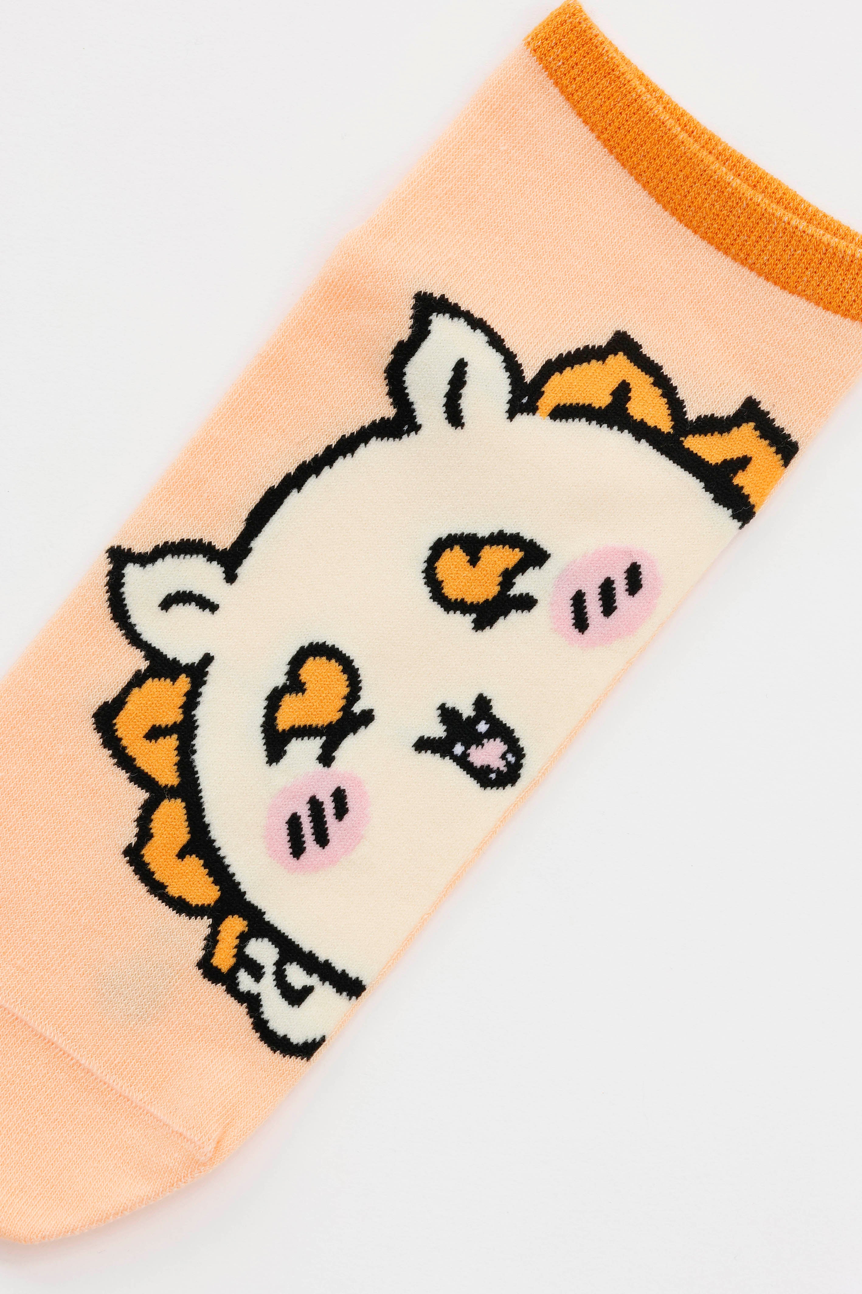 ちいかわ クルーソックス シーサーアップ ペールオレンジ 23～25cm