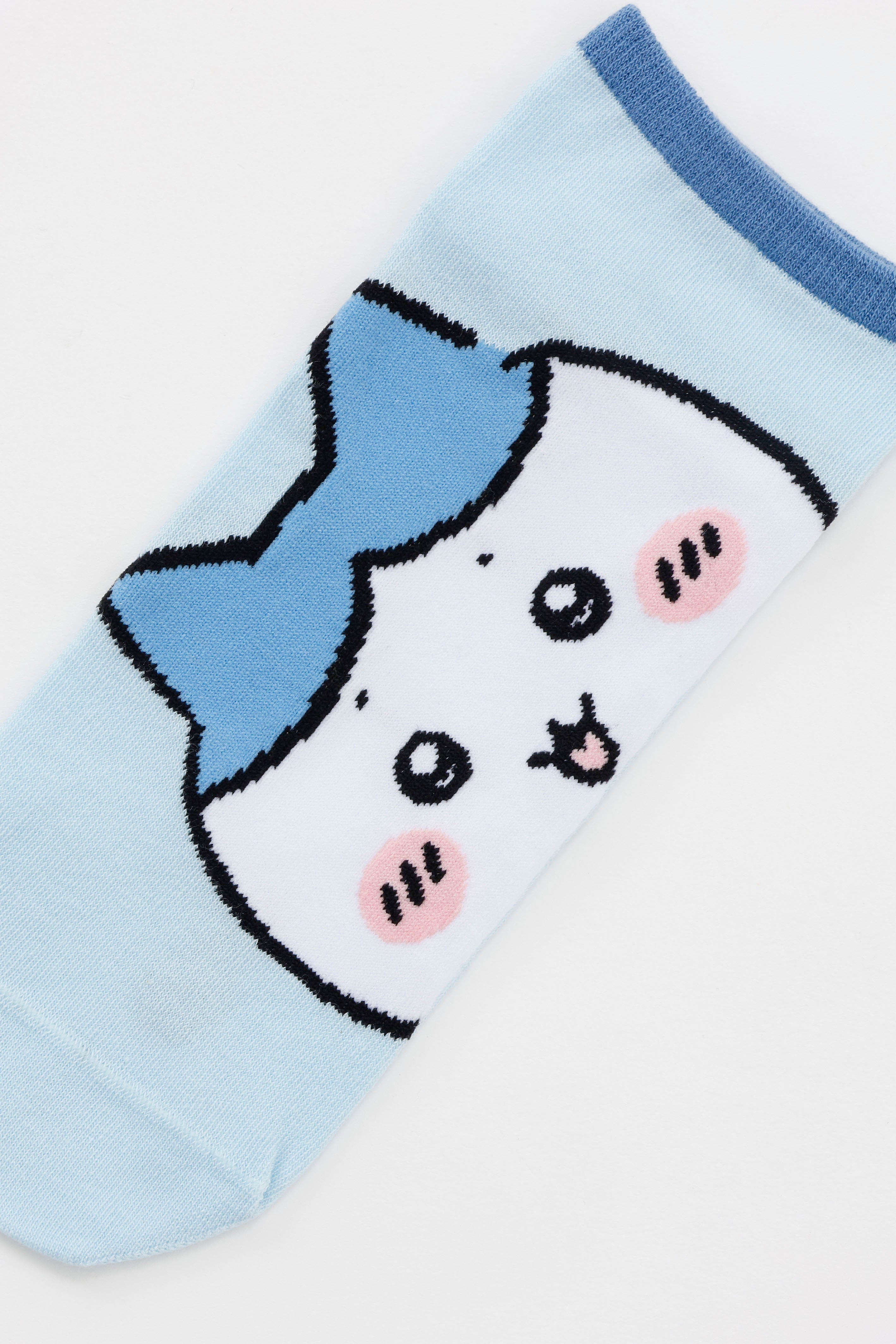 ちいかわ クルーソックス ハチワレアップ ライトブルー 23～25cm