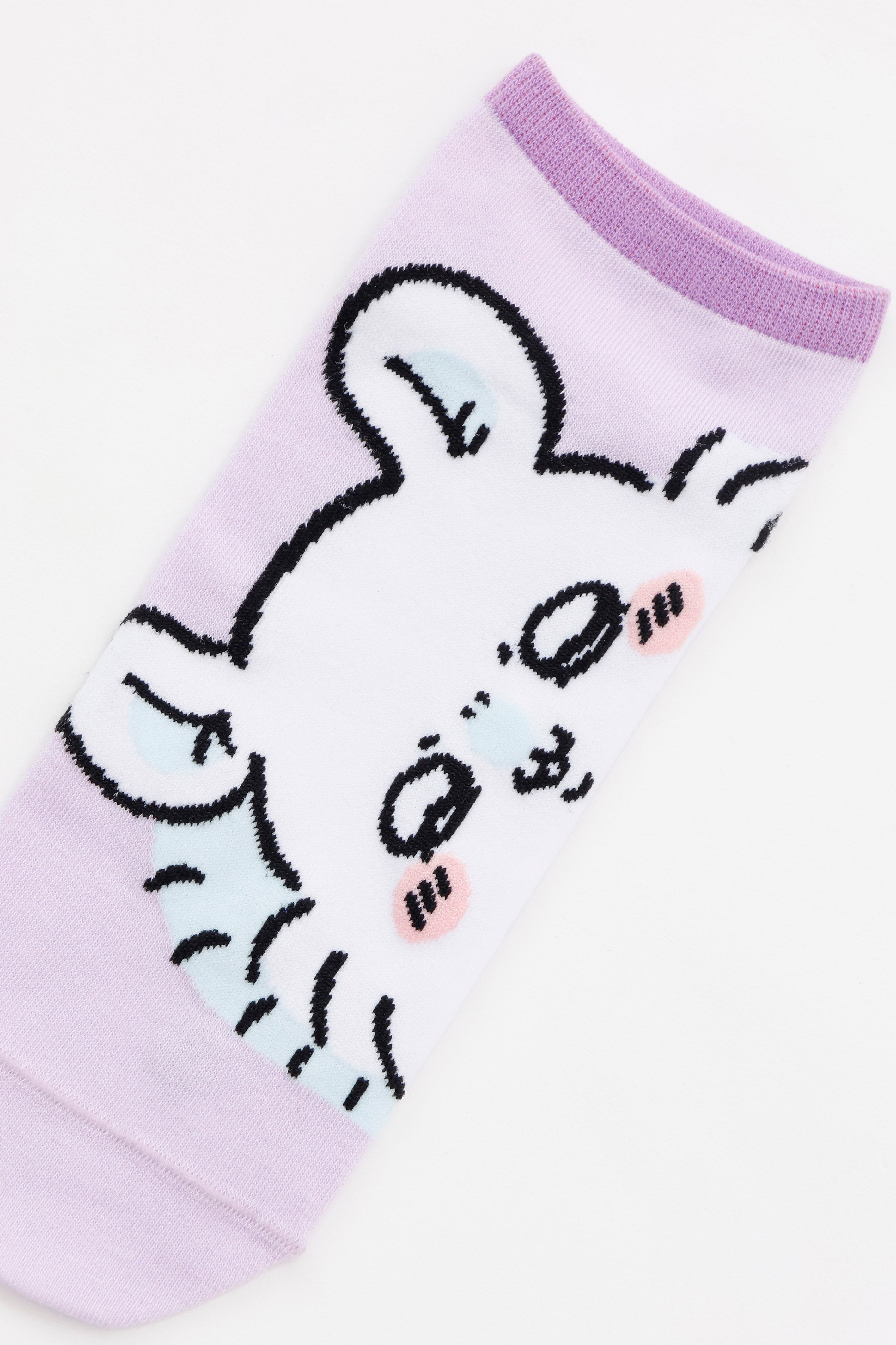 ちいかわ クルーソックス モモンガアップ ライトパープル 23～25cm