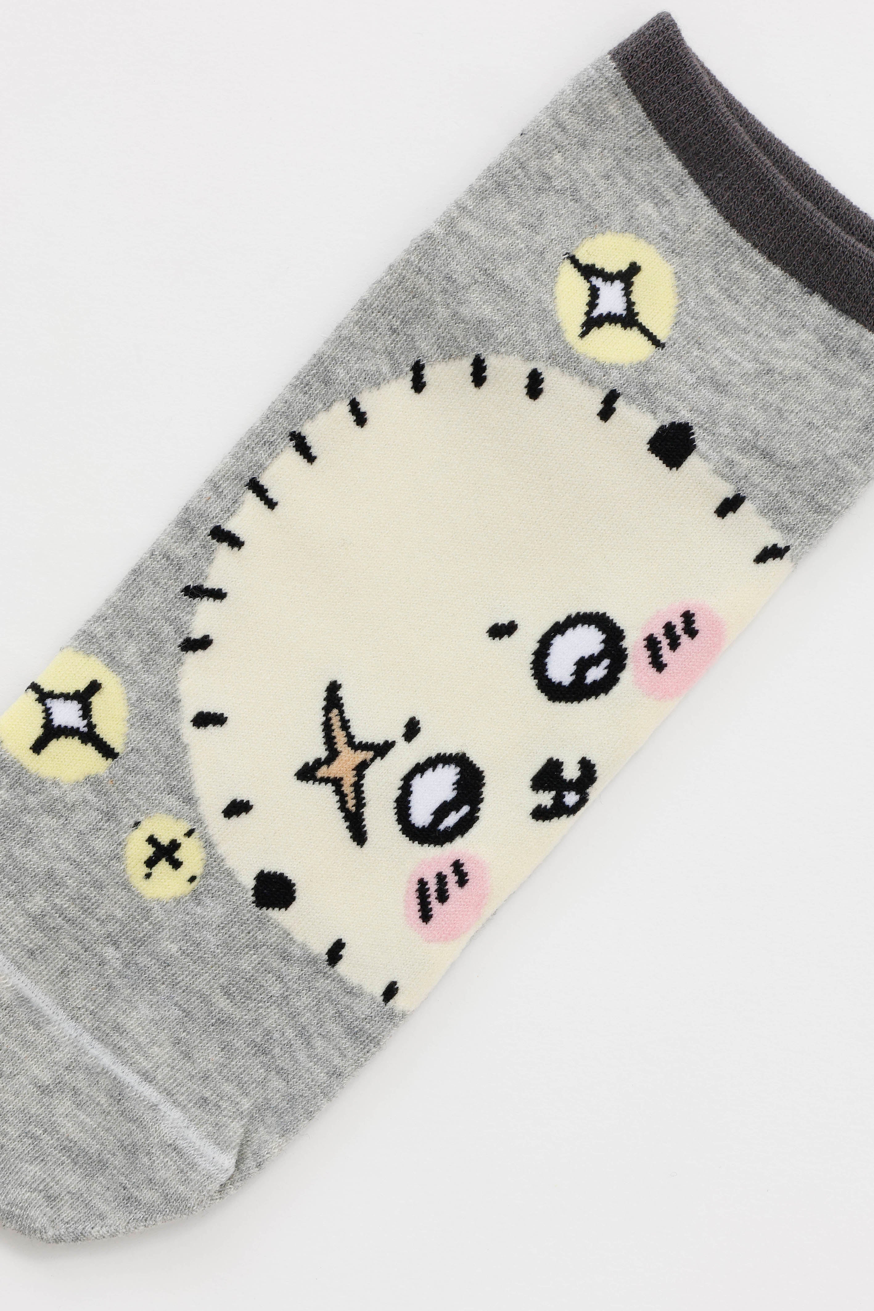 ちいかわ クルーソックス ラッコアップ 杢グレー 23～25cm