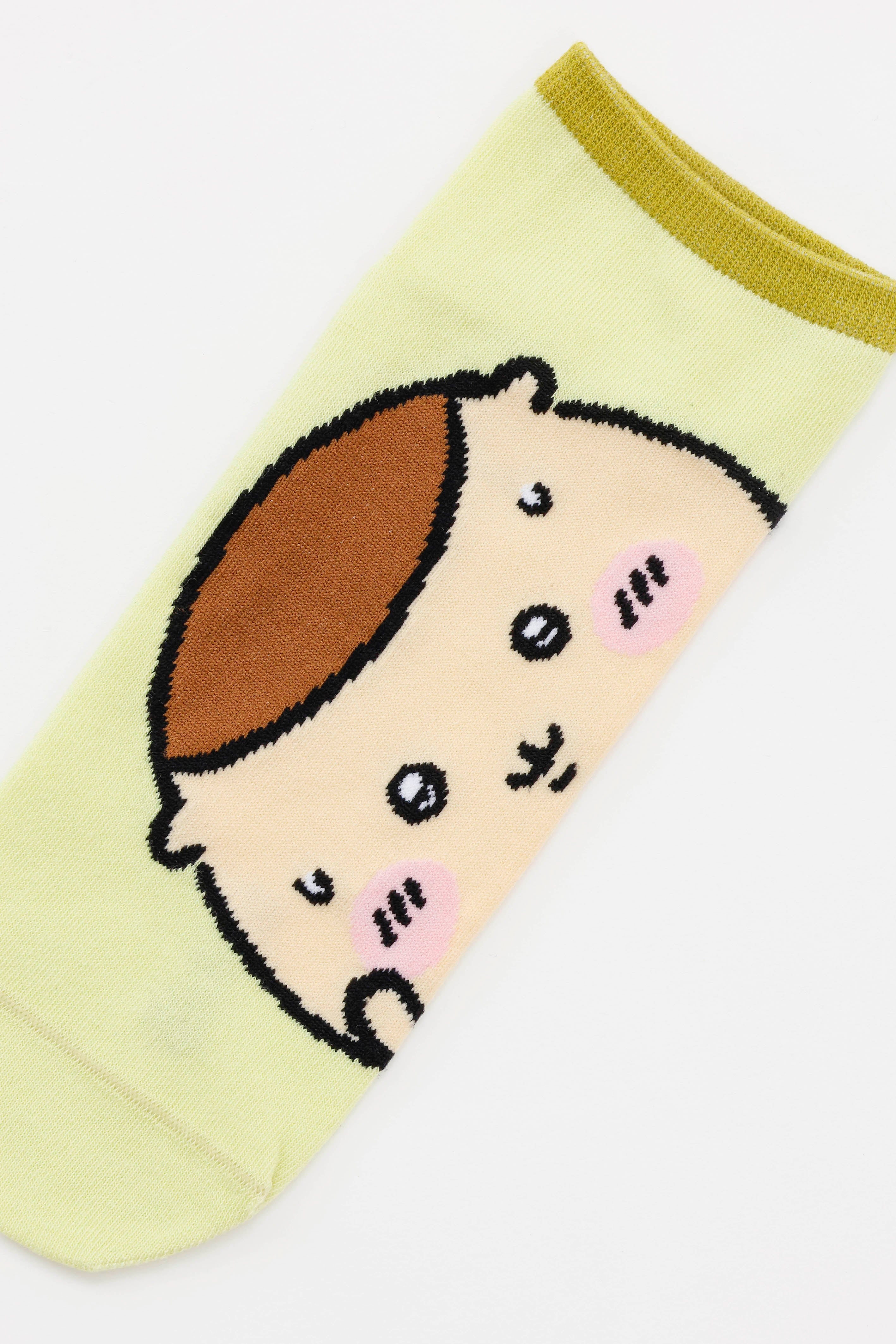 ちいかわ クルーソックス くりまんじゅうアップ ライトグリーン 23～25cm