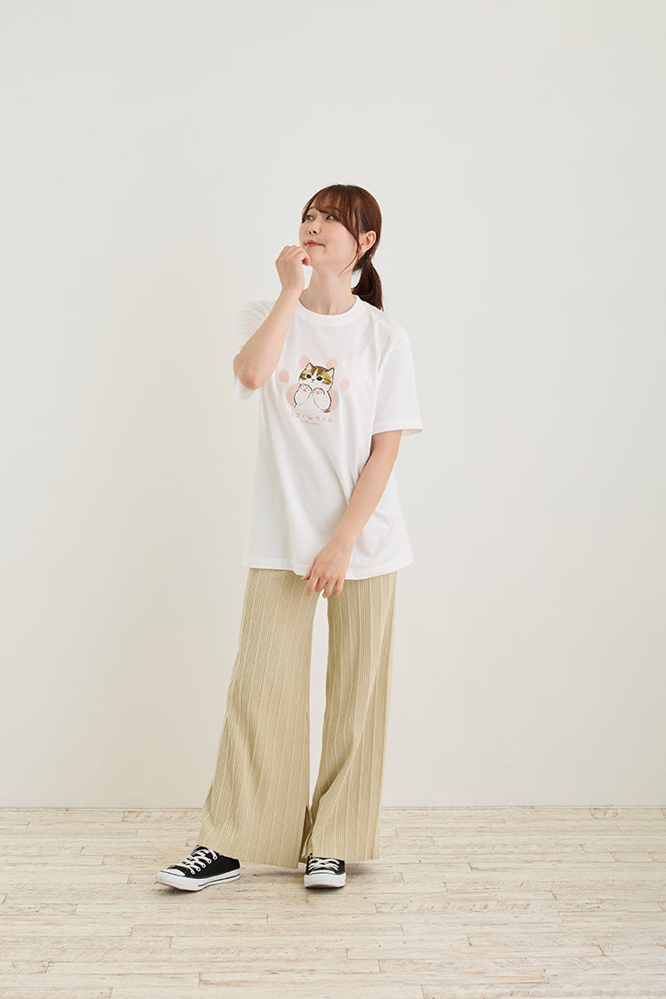 mofusand Tシャツ ネコノテカリル ホワイト