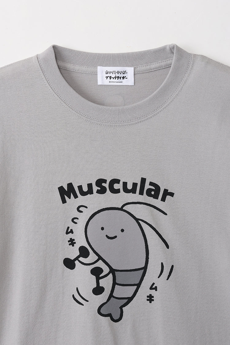 ホワイトタイガーとブラックタイガー Tシャツ Muscular ライトグレー