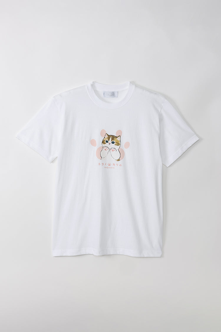 mofusand Tシャツ ネコノテカリル ホワイト