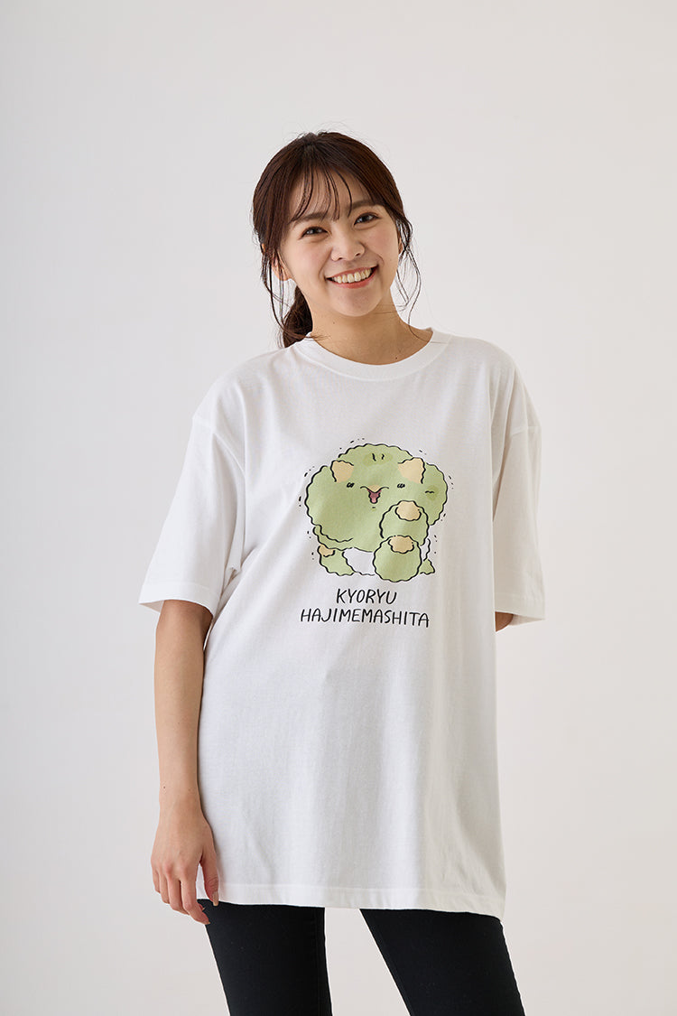 恐竜はじめました Tシャツ ふるえるバブ ホワイト