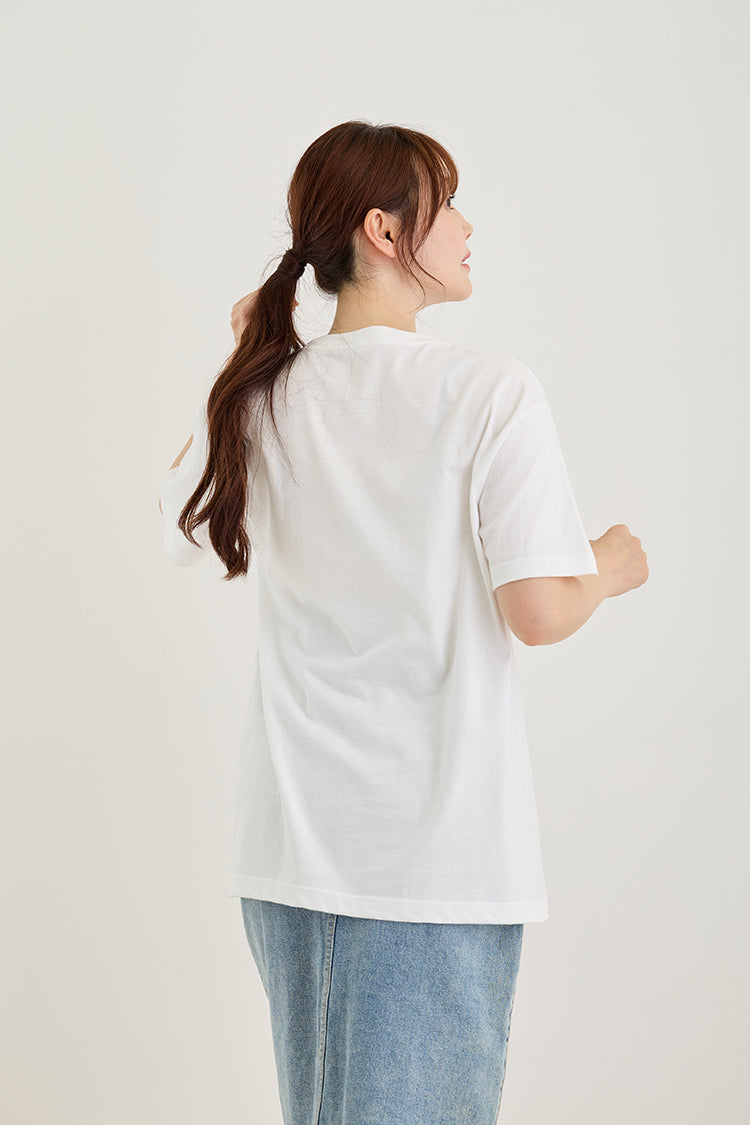 mofusand Tシャツ うさぎとチューリップ ホワイト