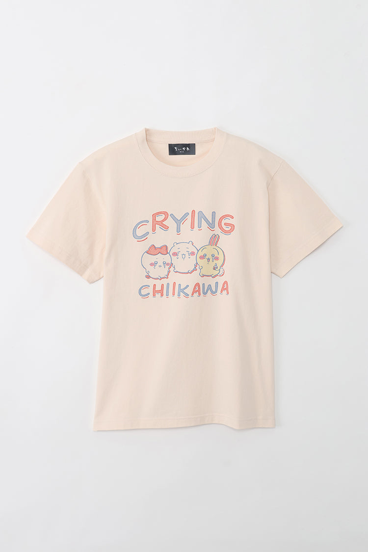 ちいかわ Tシャツ レトロ印刷風 CRYING ナチュラル