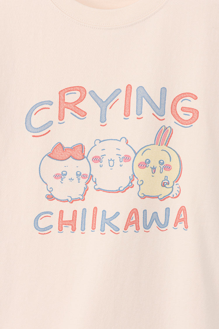 ちいかわ Tシャツ レトロ印刷風 CRYING ナチュラル