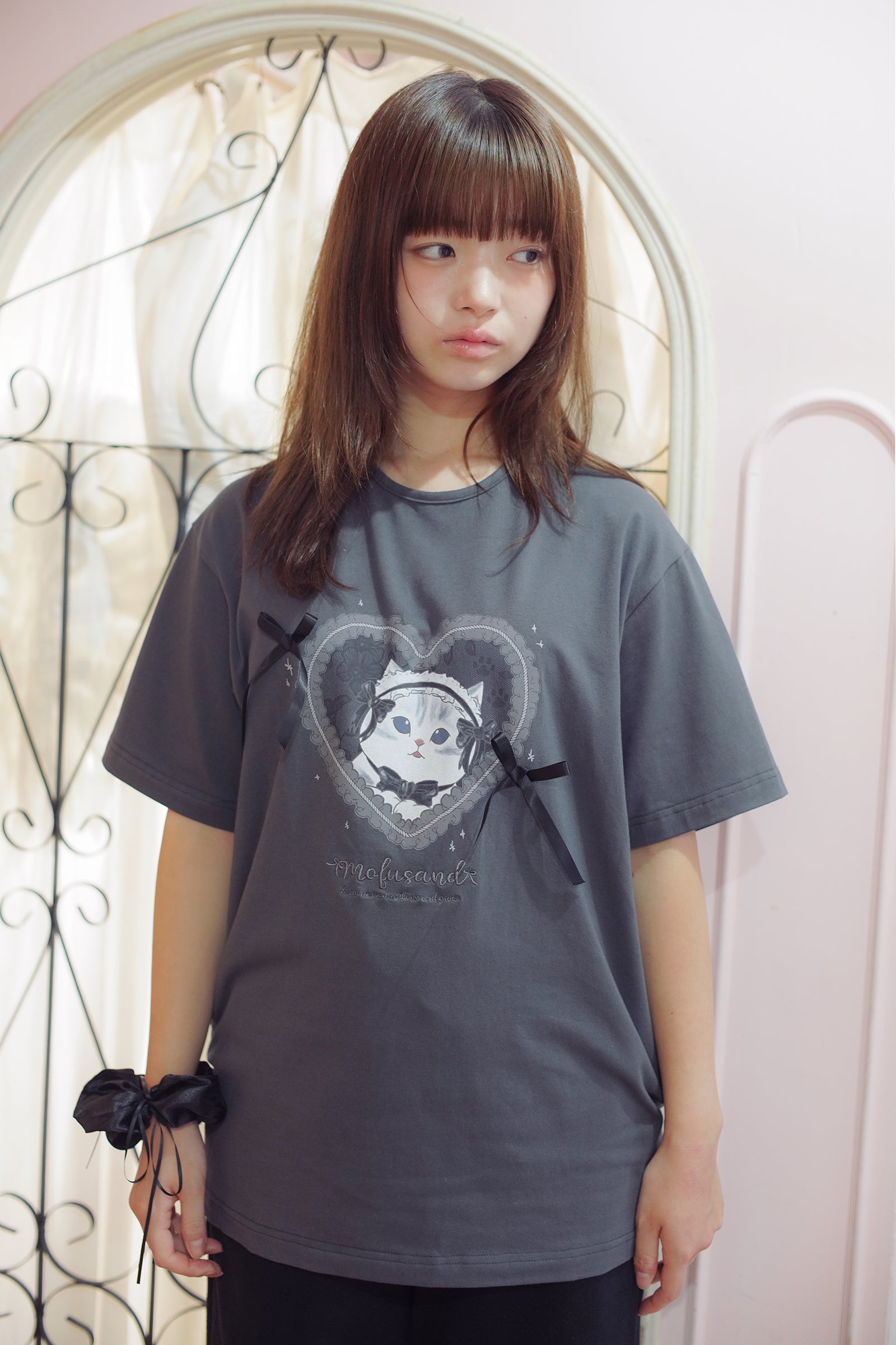 mofusand バレエコア Tシャツ くろりぼにゃん ブラック