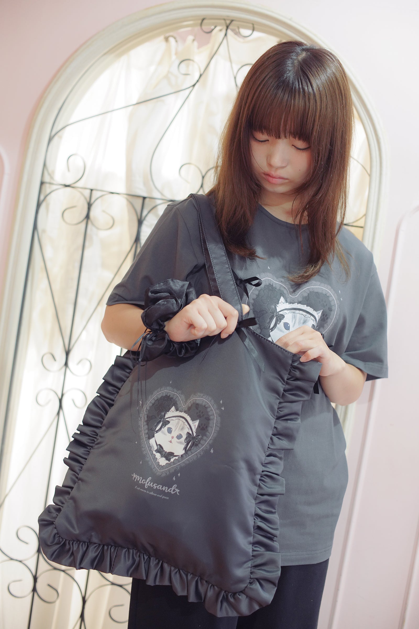 mofusand バレエコア トートバッグ くろりぼにゃん ブラック