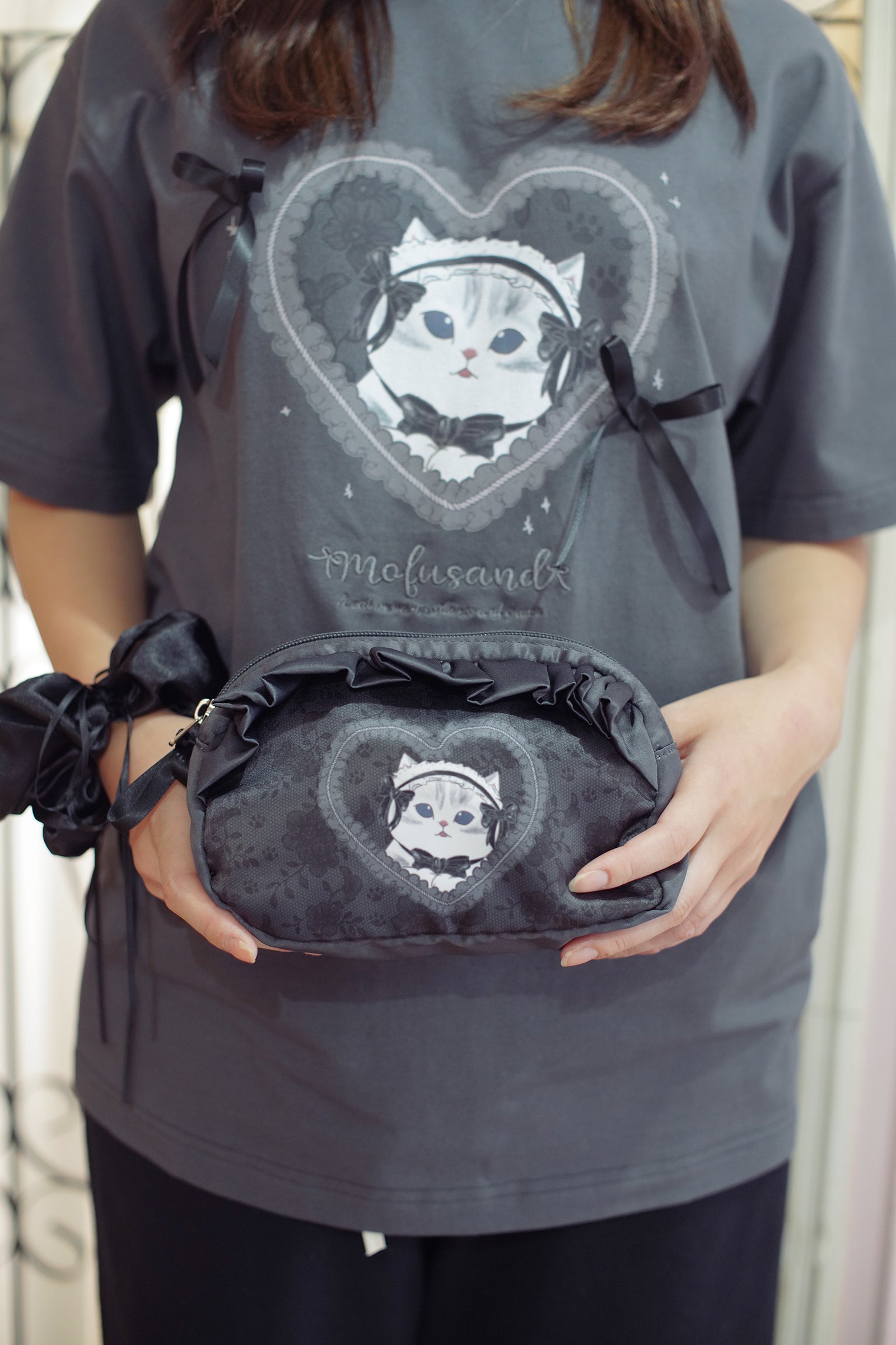 mofusand バレエコア ポーチ くろりぼにゃん ブラック