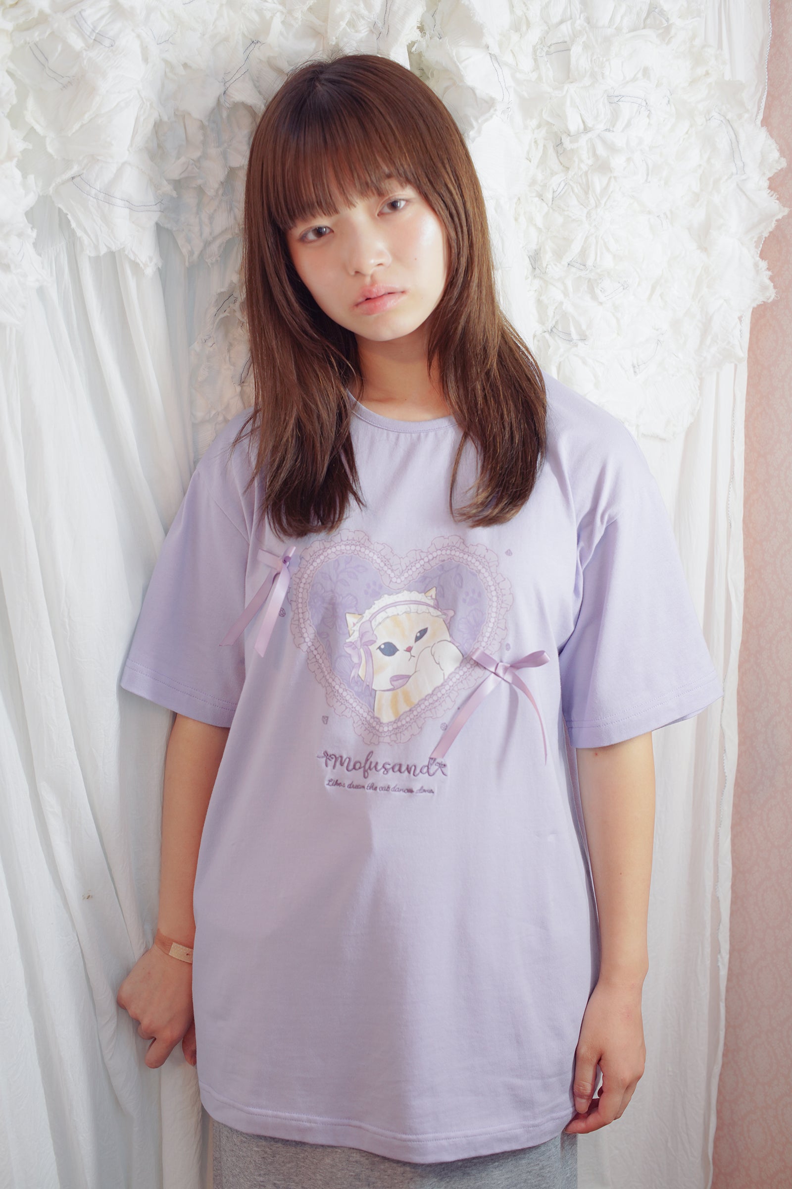 mofusand バレエコア Tシャツ ラベりぼにゃん パープル