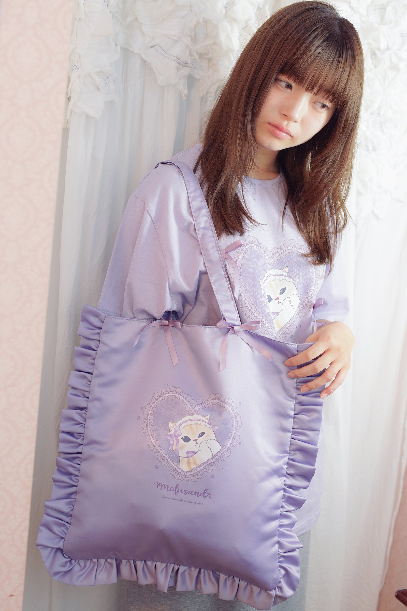 mofusand バレエコア トートバッグ ラベりぼにゃん パープル