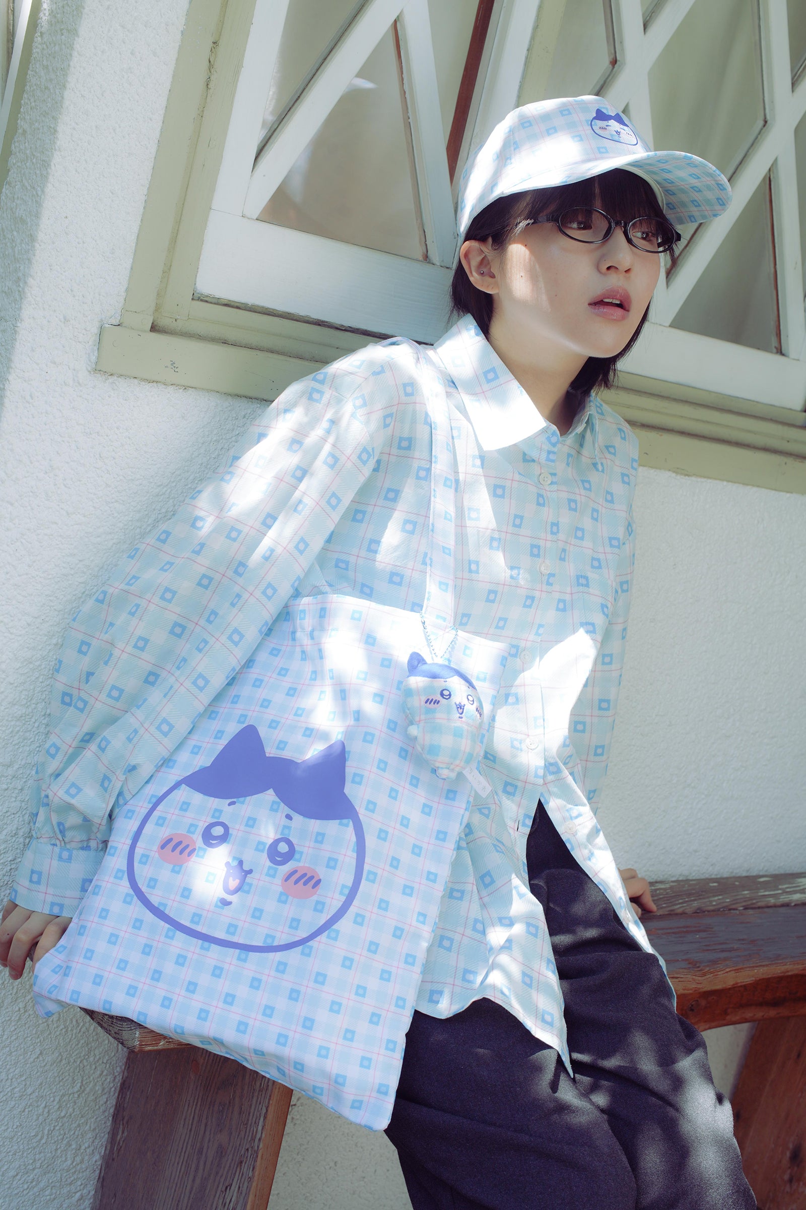 ちいかわ チェックシリーズ CAP ハチワレ ブルー