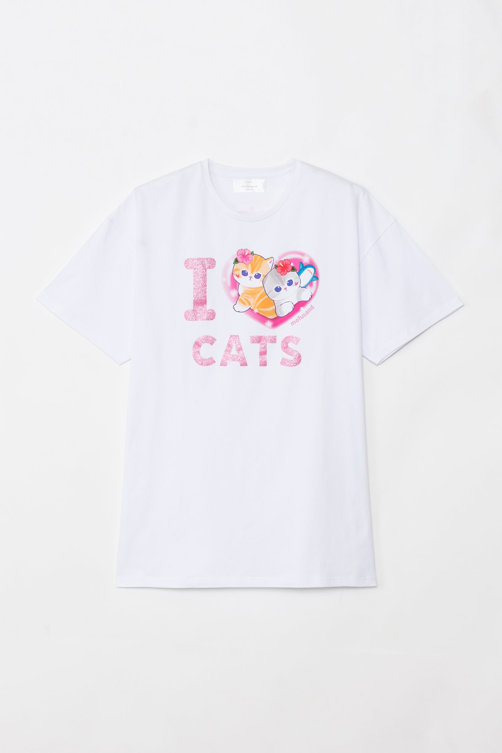 mofusand Tシャツ ぎゃるにゃん IOVE CATS ホワイト