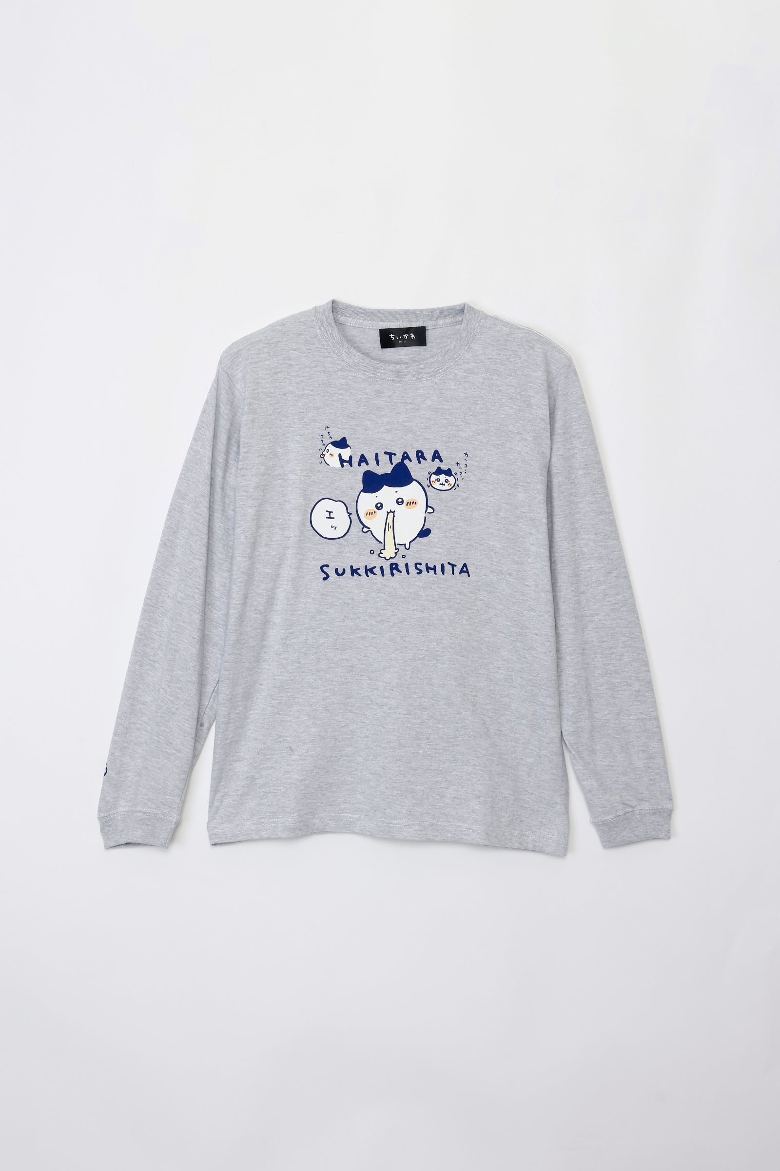 ちいかわ L/S Tシャツ HAITARA SUKKIRISHITA アッシュ