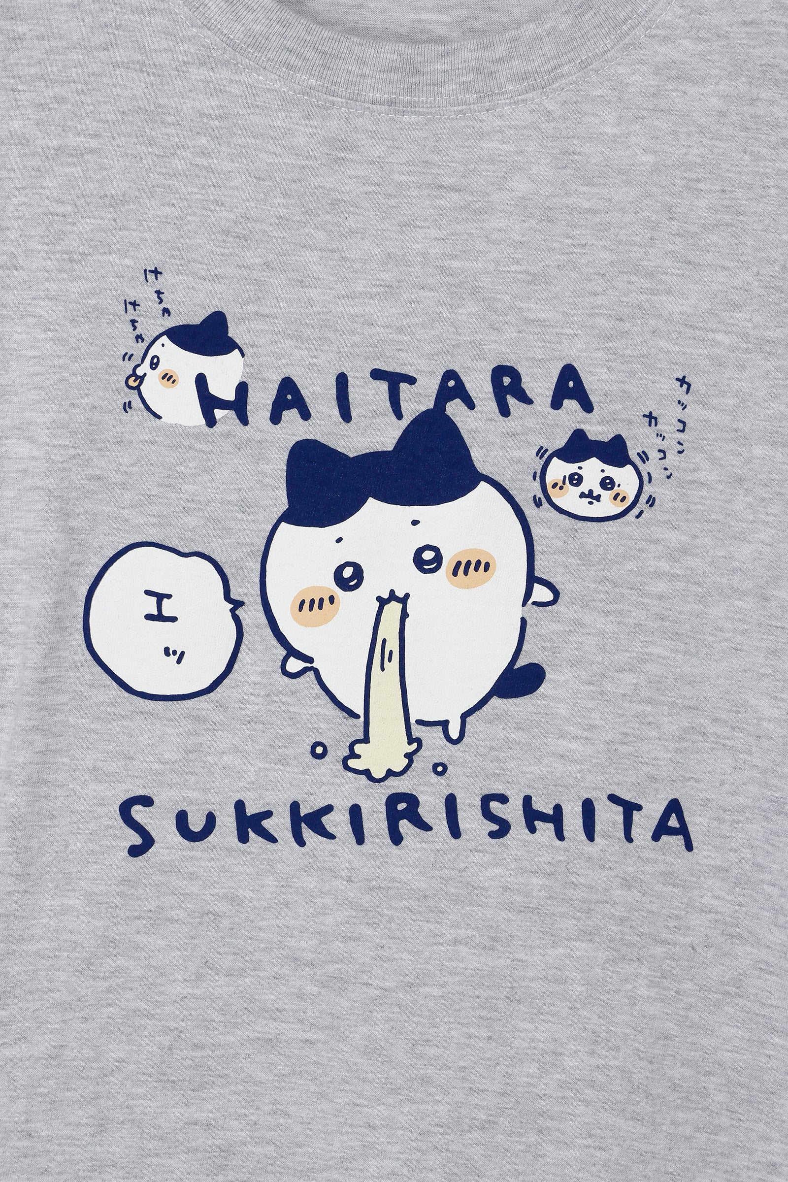 ちいかわ L/S Tシャツ HAITARA SUKKIRISHITA アッシュ