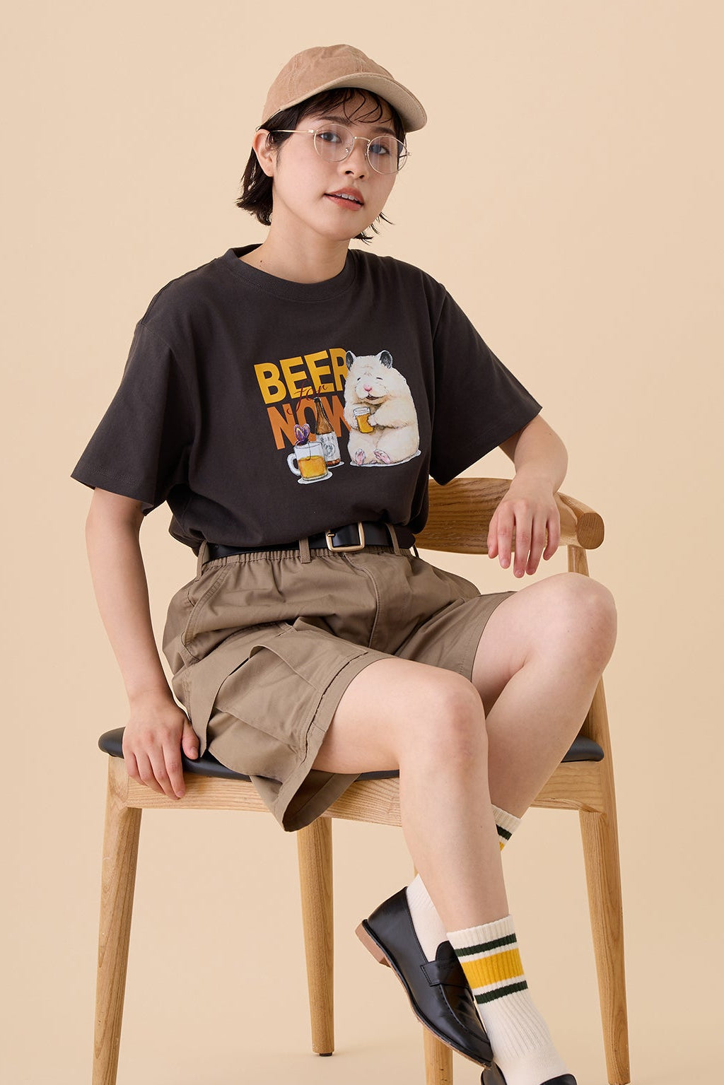 助六の日常 Tシャツ BEER FOR NOW スミ