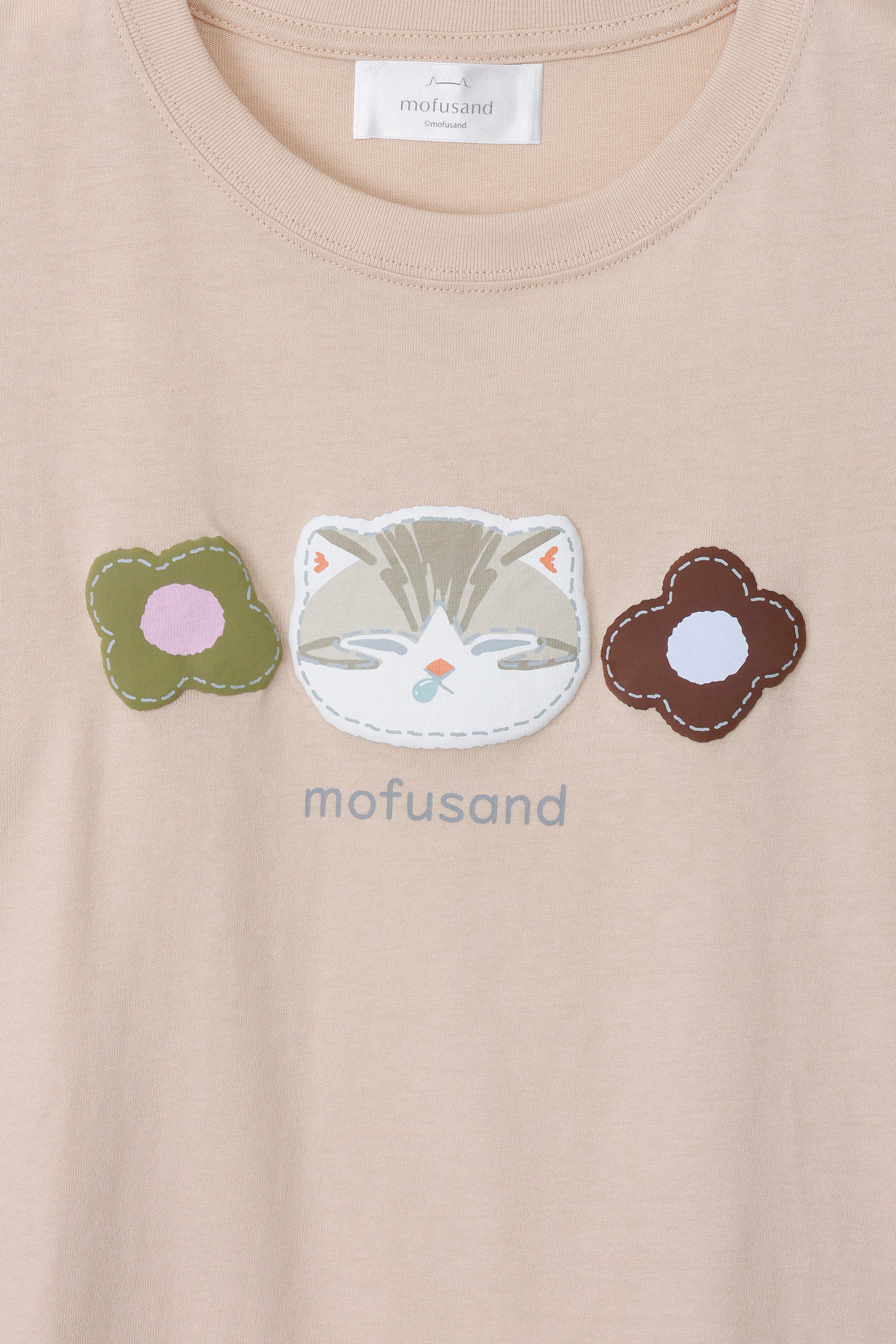 mofusand 7分丈Tシャツ サバトラ サンドベージュ