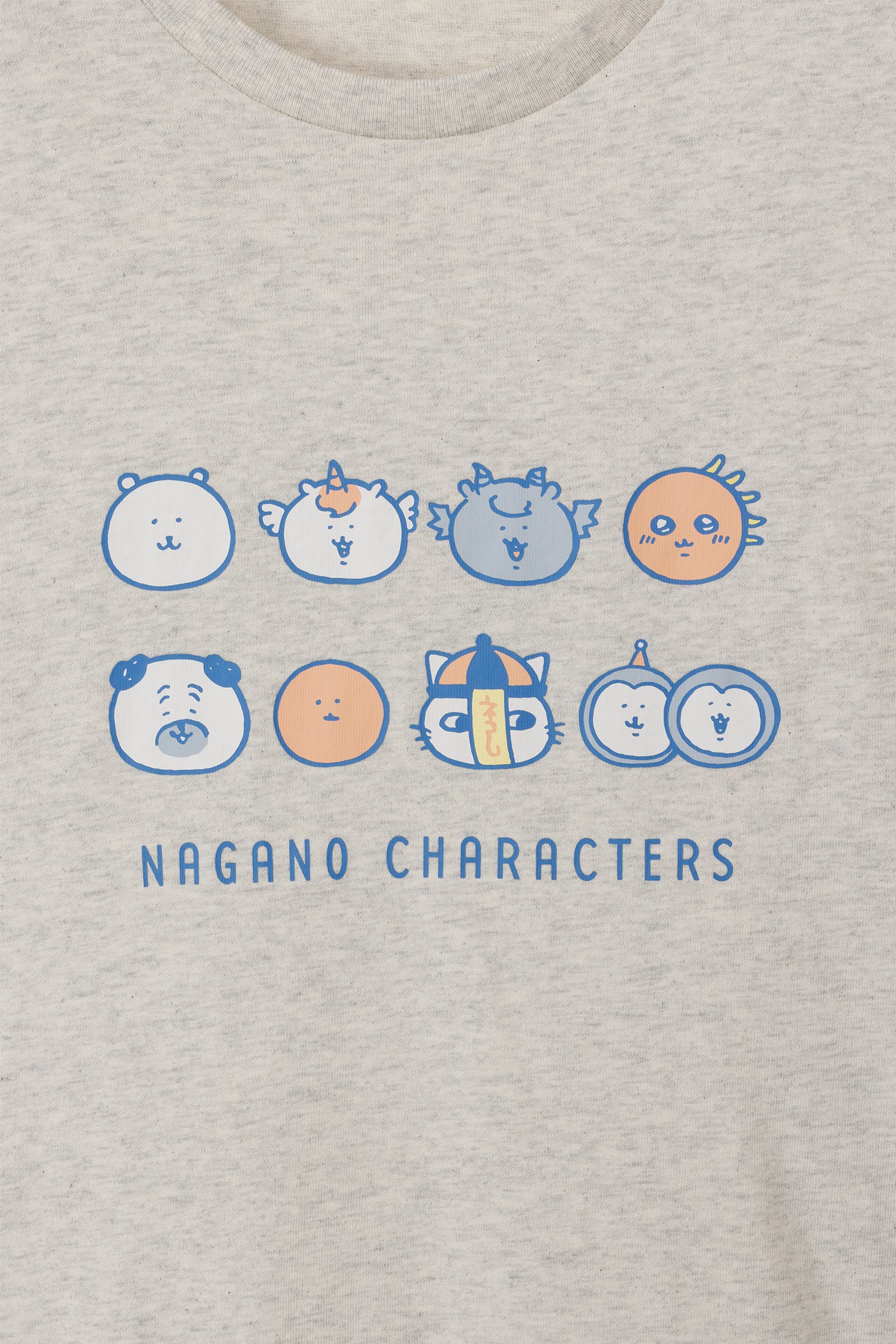 ナガノキャラクターズ 長袖Tシャツ お顔ならび オートミール
