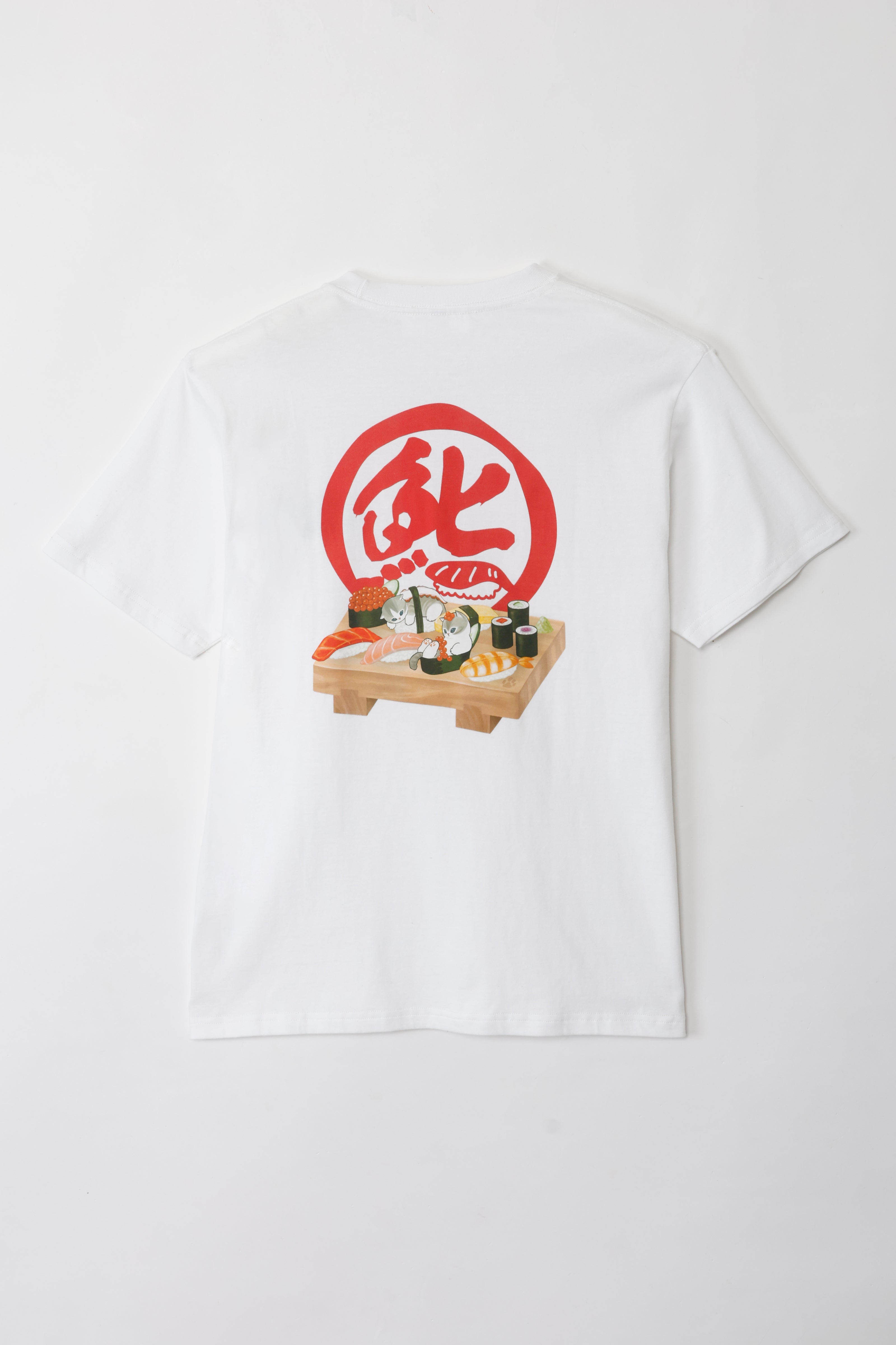 mofusand お寿司 Tシャツ 寿司下駄 ホワイト