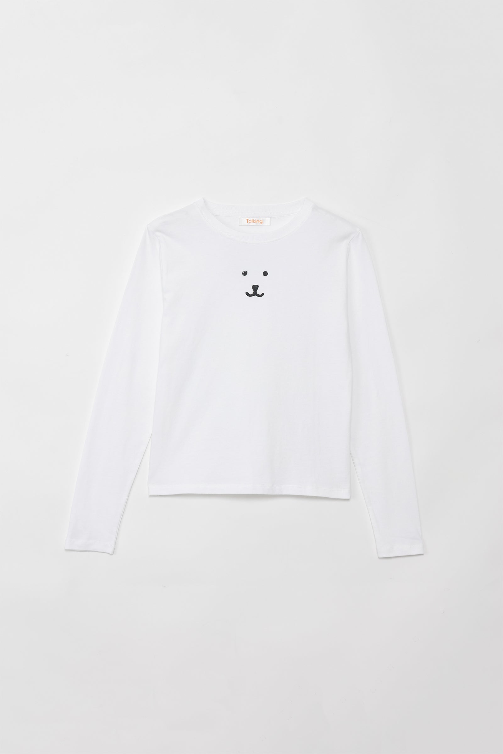 ナガノキャラクターズ 長袖Ｔシャツ モノクロなくま ホワイト