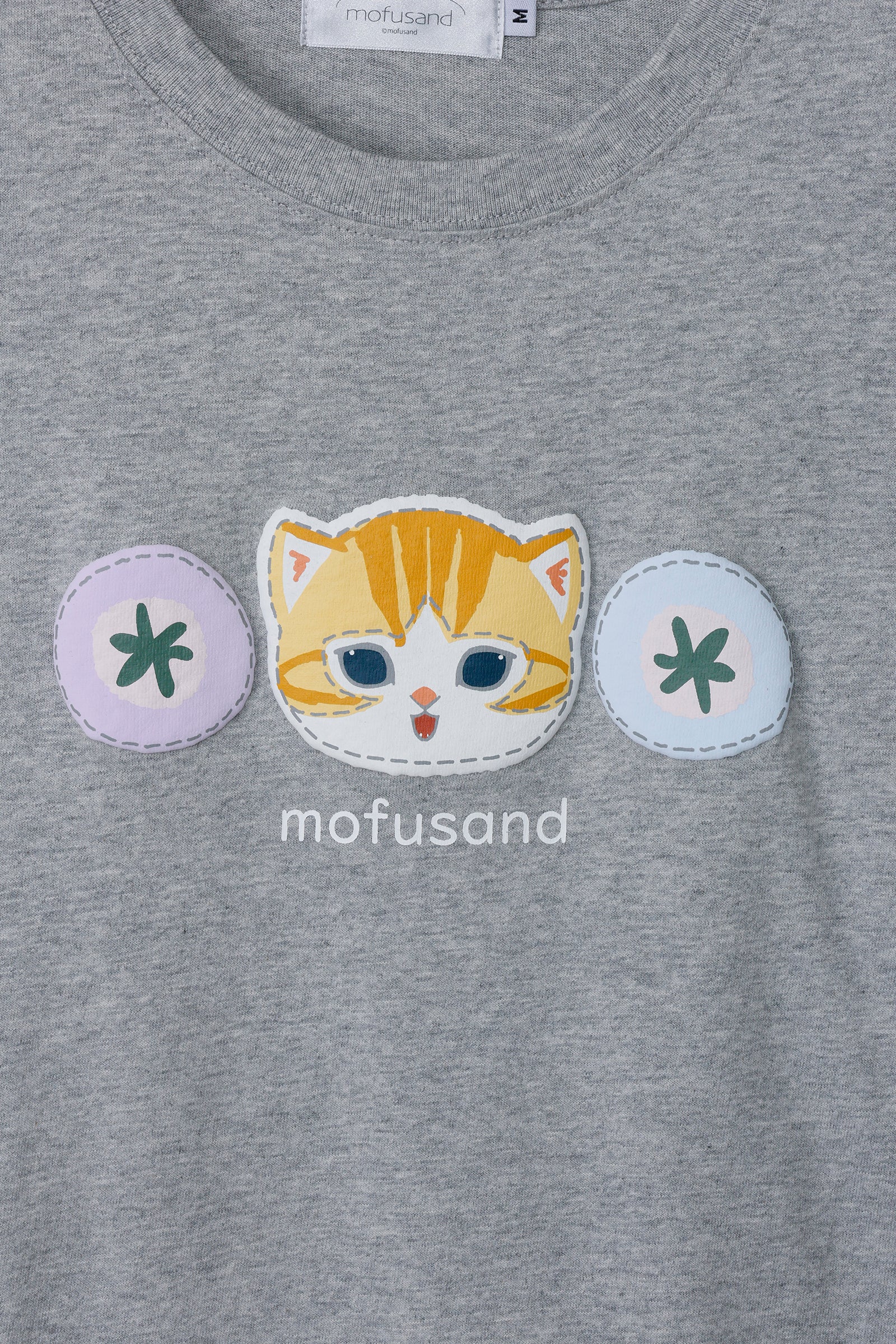 mofusand 7分丈Tシャツ 茶トラ ミックスグレー