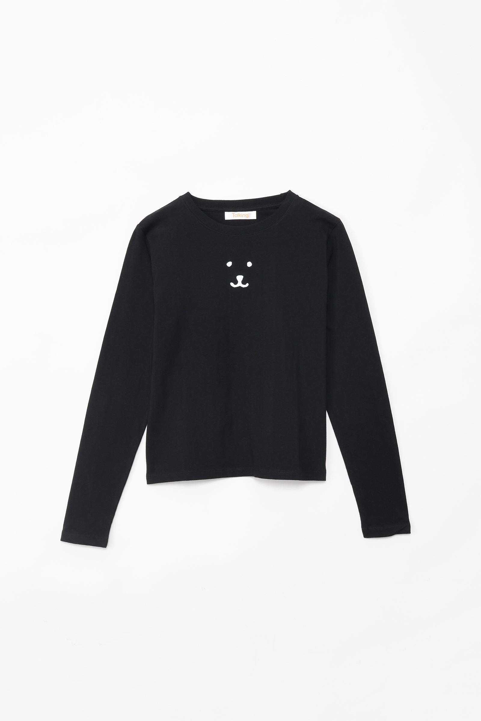 ナガノキャラクターズ 長袖Ｔシャツ モノクロなくま ブラック