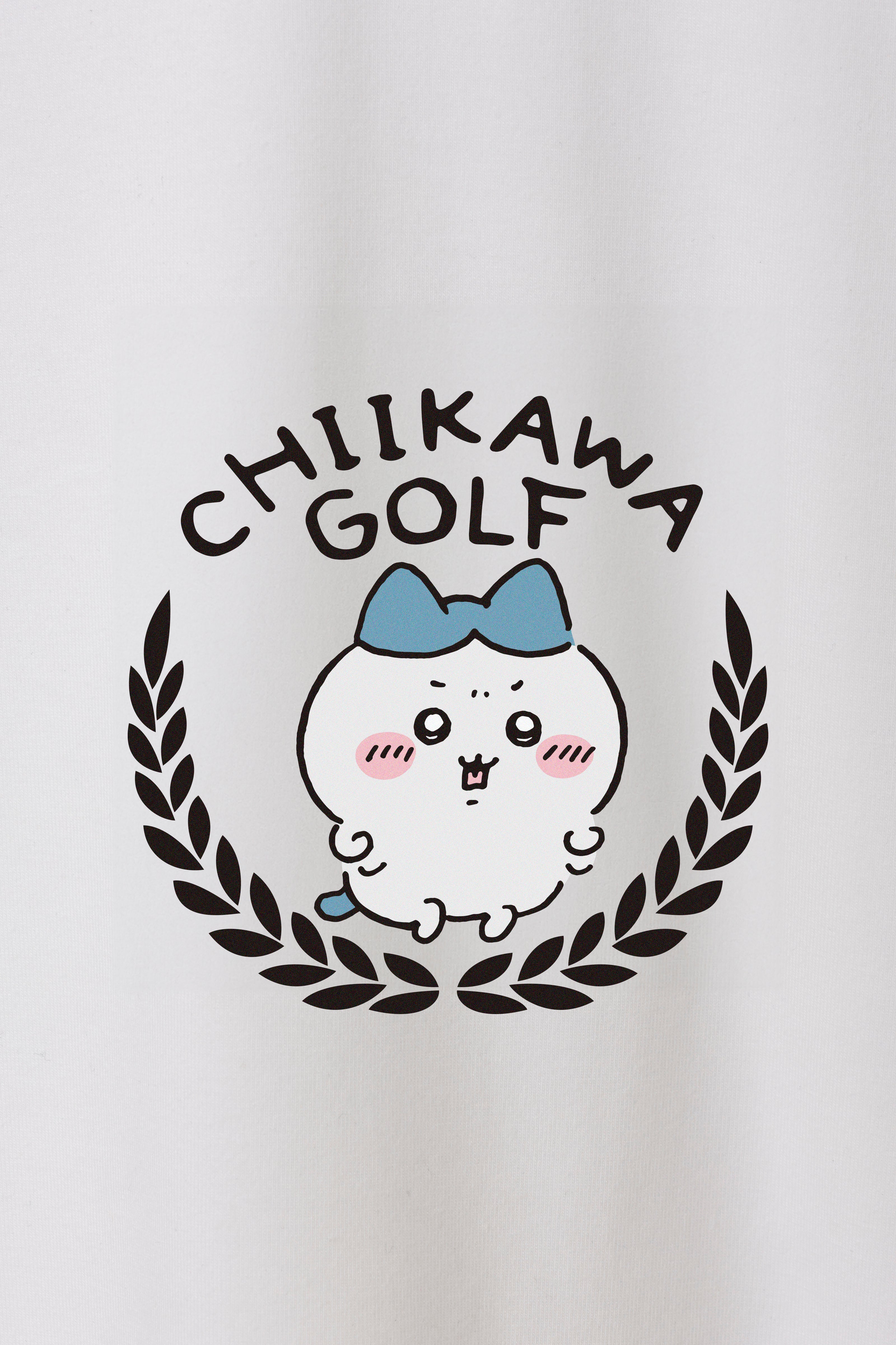 ちいかわGOLF モックネックTシャツ ハチワレエンブレム ホワイト