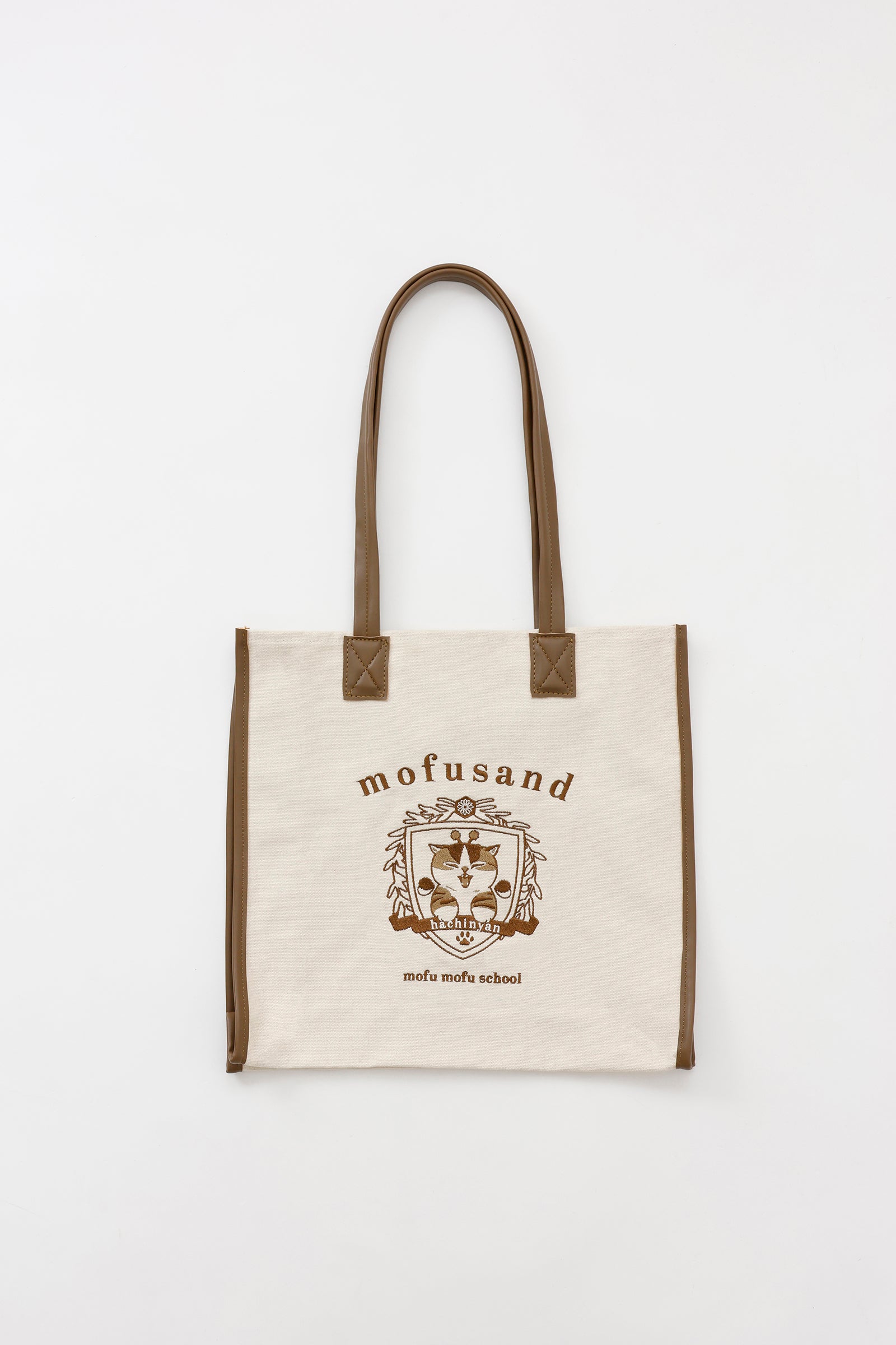 mofusand トートバッグ カレッジ風はちにゃん サンドベージュ